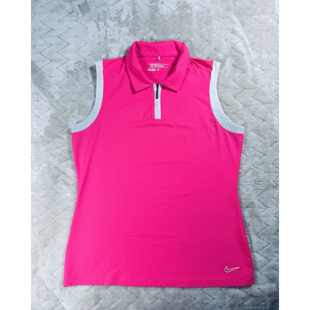 Nike Golf Pink Sleeveless Polo M Dri-FIT Preppy Golfcore Y2K